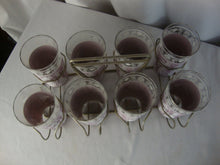 Load image into Gallery viewer, Vintage Jeanette Hellenic Lilac Clear Glasses Set of 8 with Metal Carry Caddy