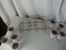 Load image into Gallery viewer, Vintage Jeanette Hellenic Lilac Clear Glasses Set of 8 with Metal Carry Caddy