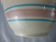 Load image into Gallery viewer, Vintage Weller Stoneware Blue Pink Striped Kitchen Mixing Bowl