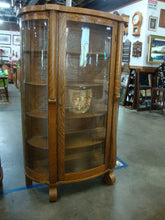Load image into Gallery viewer, Antique Tiger Oak Empire Style Bowfront Display Case Cabinet