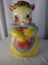Load image into Gallery viewer, MCM Retro Bisque Lady Pig with Flowers Apron Two Piece Kitchen Cookie Jar