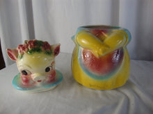 Load image into Gallery viewer, MCM Retro Bisque Lady Pig with Flowers Apron Two Piece Kitchen Cookie Jar