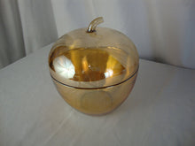 Load image into Gallery viewer, Vintage Jeanette Glass Marigold Carnival Glass Apple Candy Dish with Lid