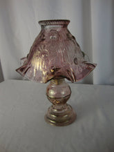 Load image into Gallery viewer, Vintage HOMCO Fenton Style Cabbage Rose Dusty Rose Glass 3 Part Fairy Lamp