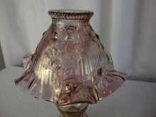 Load image into Gallery viewer, Vintage HOMCO Fenton Style Cabbage Rose Dusty Rose Glass 3 Part Fairy Lamp