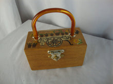 Load image into Gallery viewer, Vintage Gary Gail Dallas Flower Cart Motif Mini Box Purse with Lucite Handle