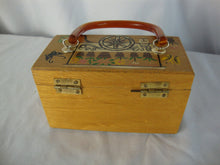 Load image into Gallery viewer, Vintage Gary Gail Dallas Flower Cart Motif Mini Box Purse with Lucite Handle