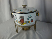 Load image into Gallery viewer, Vintage Georges Briard Ambrosia Enamel Pot with Lid and Chafing Stand