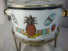Load image into Gallery viewer, Vintage Georges Briard Ambrosia Enamel Pot with Lid and Chafing Stand
