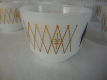 Load image into Gallery viewer, Vintage Federal Milk Glass Atomic Harlequin Diamond 6 Ounce Bowls Set of 6