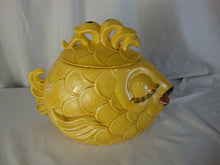 Load image into Gallery viewer, Vintage Doranne CA Harvest Gold Angel Fish Two Piece Cookie Jar Canister
