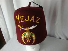 Load image into Gallery viewer, Vintage Hejaz Shriners Jeweled Fez 6 3/4 Hat Size
