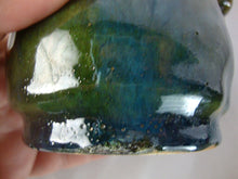 Load image into Gallery viewer, Marvin Bailey Folk Art Potter Blue Tan Green Beady Eye Small Pig Ugly Face Jug