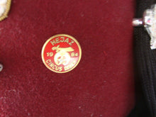 Load image into Gallery viewer, Vintage Hejaz Shriners Jeweled Several Pins Fez 6 3/4 Hat Size with Hatbox