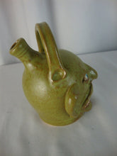 Load image into Gallery viewer, Marvin Bailey Folk Art Potter Green Brown Blue Beady Eye Small Ugly Face Jug