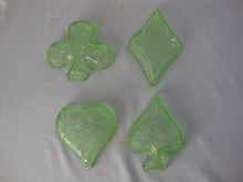 Load image into Gallery viewer, Tiara Uranium Glass Playing Card Suits Ashtray Snack Dishes Set of 4