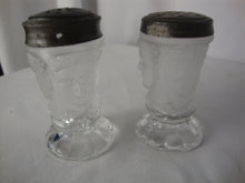 Load image into Gallery viewer, Vintage LG Wright Frosted Glass Three Faces Salt Pepper Shaker Se