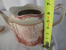 Load image into Gallery viewer, Vintage Transferware Red Cream Manor House Scene Porcelain Teapot