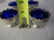 Load image into Gallery viewer, Vintage Raimond Silverplate Salt Cellars with Cobalt Blue Glass Insert Cup Set of 4