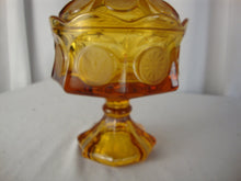 Load image into Gallery viewer, Vintage Fostoria Amber Coin Wedding Candy Bowl Dish with Lid