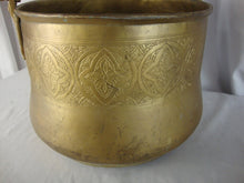 Load image into Gallery viewer, Vintage Engraved Brass Round Bottom Swing Handle Planter Kindling Bucket