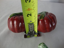 Load image into Gallery viewer, Vintage Bordallo Pinheiro Majolica Tomatoes in Leaf Holder Salt Pepper Shaker Set