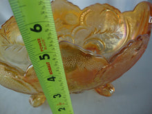 Load image into Gallery viewer, Vintage Jeanette Lombardi Marigold Carnival Glass Footed Bowl