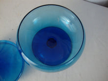 Load image into Gallery viewer, Vintage Empoli Cobalt Blue Glass Circus Tent Footed Candy Dish with Lid