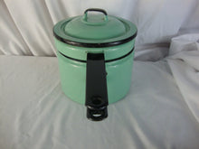 Load image into Gallery viewer, Vintage Mint Green Black Enamel Three Piece Steamer Pot with Lid
