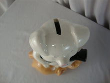 Load image into Gallery viewer, Vintage Pig Guarding Money Bags Ceramic Coin Piggy Bank