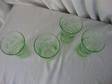 Load image into Gallery viewer, Vintage Vaseline Floral Etched Tumbler Drinking Glasses Set of 4