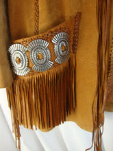 Load image into Gallery viewer, Vintage Echo Mountain Mens 44 Suede Fringe Beaded Open Jacket