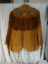 Load image into Gallery viewer, Vintage Echo Mountain Mens 44 Suede Fringe Beaded Open Jacket