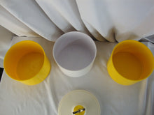 Load image into Gallery viewer, MCM Atapco Stacking Yellow White Canister Set with Top Lid