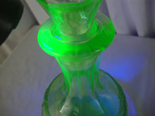 Load image into Gallery viewer, Vintage Anchor Hocking Vaseline Glass Cameo Ballerina Glass Decanter with Stopper
