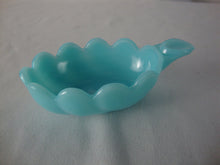 Load image into Gallery viewer, Vintage Blue Milk Glass Leaf Shape Individual Salt Cellar