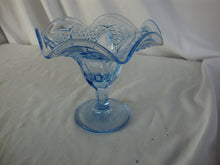 Load image into Gallery viewer, Beautiful Blue Pedestal Bowl with Flower Center and Bubble details