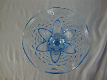 Load image into Gallery viewer, Beautiful Blue Pedestal Bowl with Flower Center and Bubble details