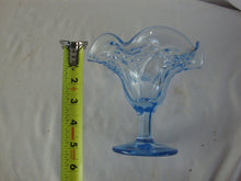 Load image into Gallery viewer, Beautiful Blue Pedestal Bowl with Flower Center and Bubble details