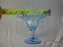Load image into Gallery viewer, Beautiful Blue Pedestal Bowl with Flower Center and Bubble details