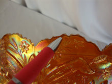 Load image into Gallery viewer, Vintage Marigold Banana Boat Bowl, Fenton Thistle, Unusual 4 legged style. Has Chip on Edge see 4th Picture for detail.