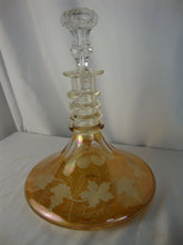 Load image into Gallery viewer, Vintage Marigold Carnival Harvest Grapes Ship Decanter with Glass Stopper