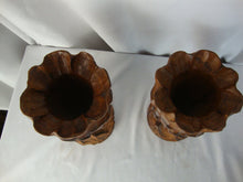 Load image into Gallery viewer, Vintage Monkeypod Carved Rustic Vase Candleholder Set of 2