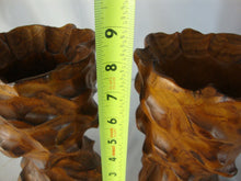 Load image into Gallery viewer, Vintage Monkeypod Carved Rustic Vase Candleholder Set of 2