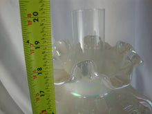 Load image into Gallery viewer, Vintage Fenton White Iridescent Handpainted Hearts Flowers Electric Student Lamp with Marble Base