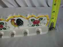 Load image into Gallery viewer, Vintage Ucagco Japan Early Provincial Rooster Roses Wall Mount Utensil Measuring Cup 4 Slot Holder