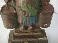 Load image into Gallery viewer, Vintage Cast Iron Dutch Girl Milkmaid Bookend Small Door Stop