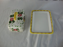 Load image into Gallery viewer, Vintage Ucagco Japan Early Provincial Rooster Roses Butter Cheese Dish with Angled Dome Lid