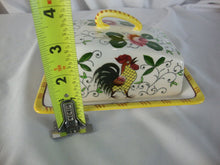 Load image into Gallery viewer, Vintage Ucagco Japan Early Provincial Rooster Roses Butter Cheese Dish with Angled Dome Lid