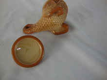 Load image into Gallery viewer, 1982 Pisello Chocolate Slag Glass Dolphin with Fish Lidded Salt Trinket Dish